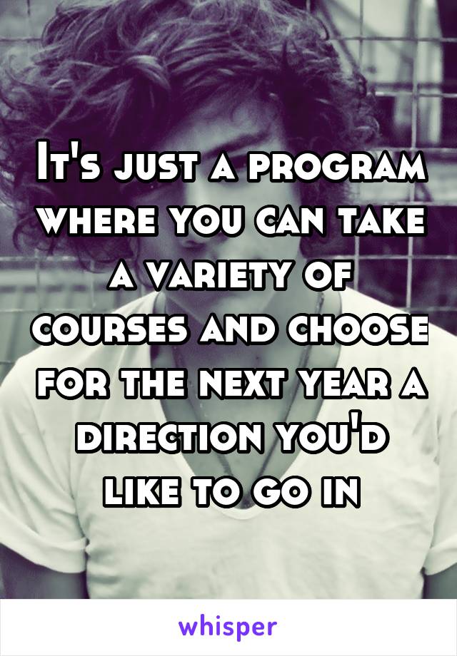 It's just a program where you can take a variety of courses and choose for the next year a direction you'd like to go in
