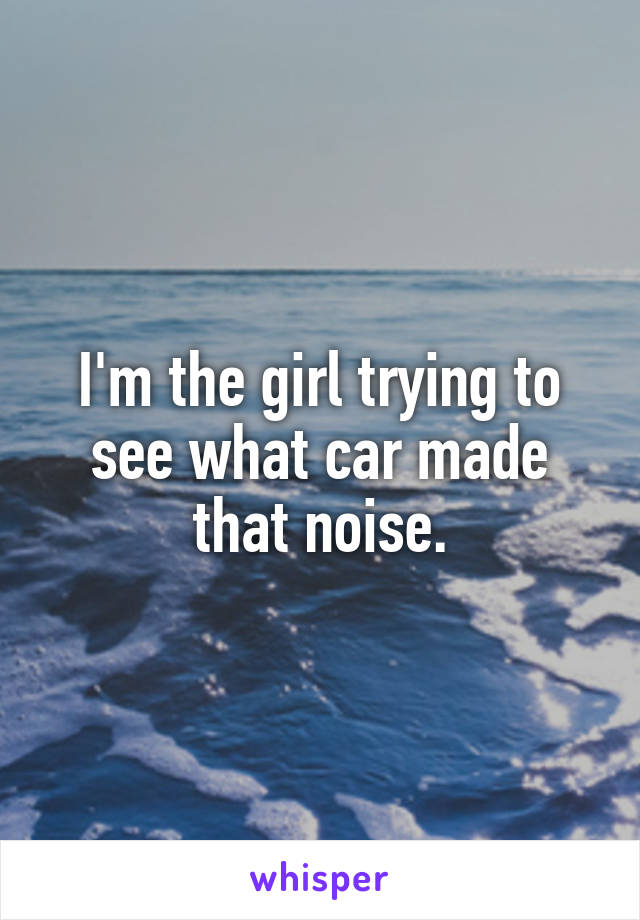 I'm the girl trying to see what car made that noise.