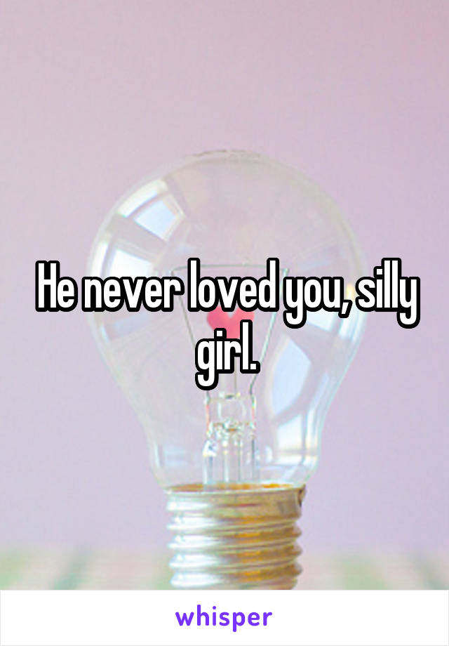He never loved you, silly girl.