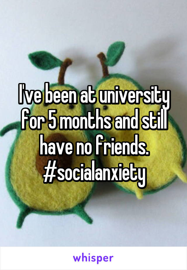 I've been at university for 5 months and still have no friends. #socialanxiety