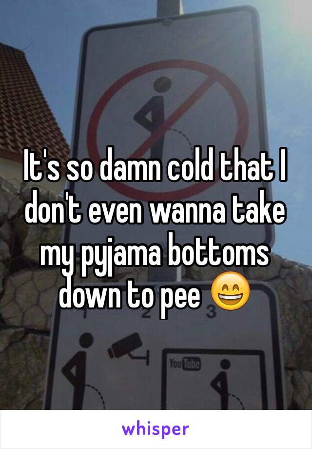 It's so damn cold that I don't even wanna take my pyjama bottoms down to pee 😄