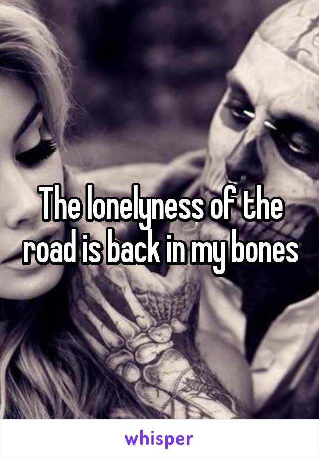 The lonelyness of the road is back in my bones
