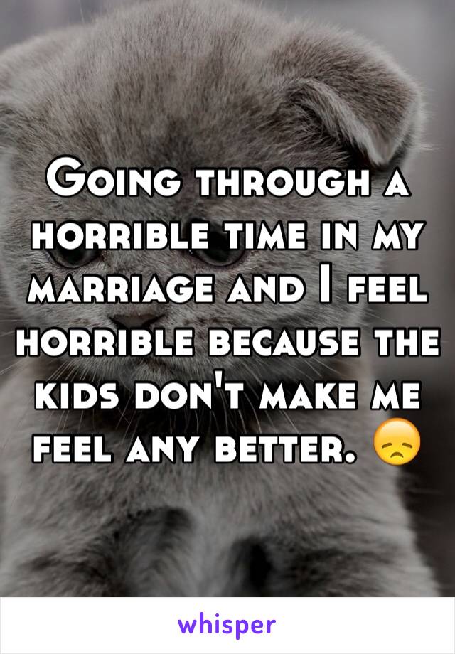 Going through a horrible time in my marriage and I feel horrible because the kids don't make me feel any better. 😞