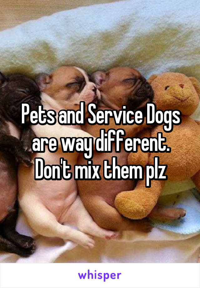 Pets and Service Dogs are way different. Don't mix them plz