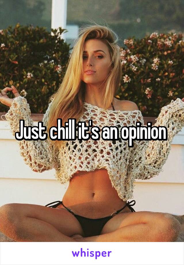 Just chill it's an opinion 