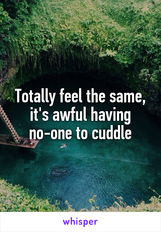Totally feel the same, it's awful having no-one to cuddle