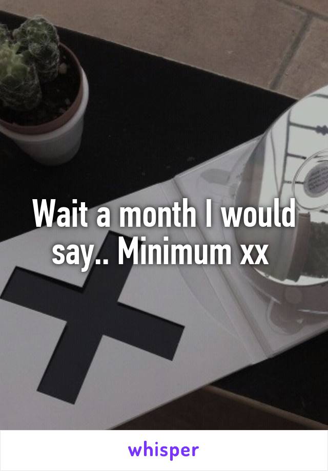 Wait a month I would say.. Minimum xx 