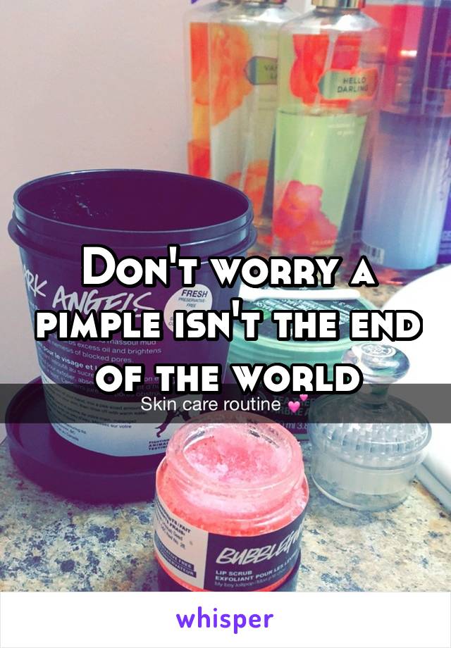 Don't worry a pimple isn't the end of the world