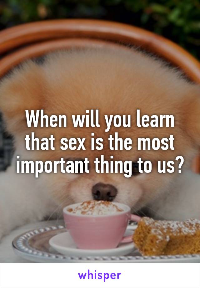 When will you learn that sex is the most important thing to us?