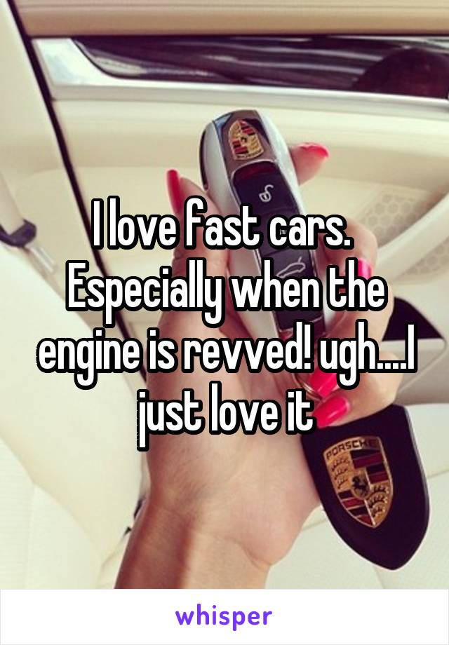 I love fast cars.  Especially when the engine is revved! ugh....I just love it