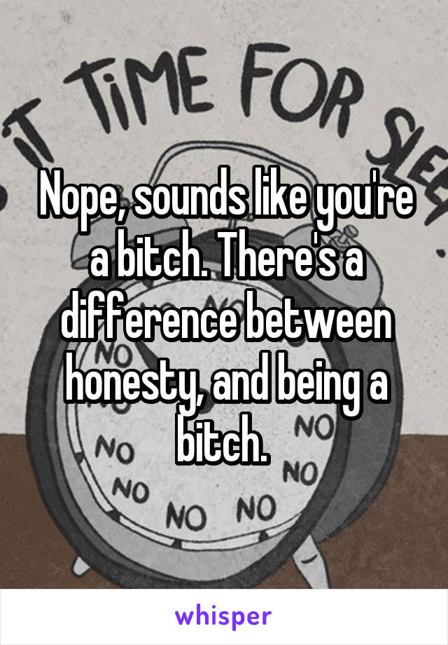 Nope, sounds like you're a bitch. There's a difference between honesty, and being a bitch. 