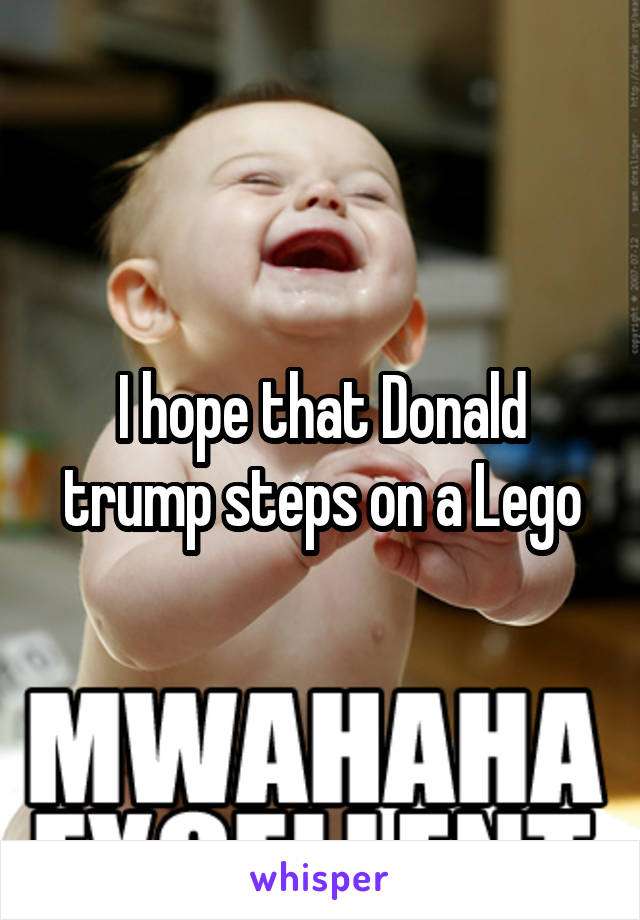 I hope that Donald trump steps on a Lego