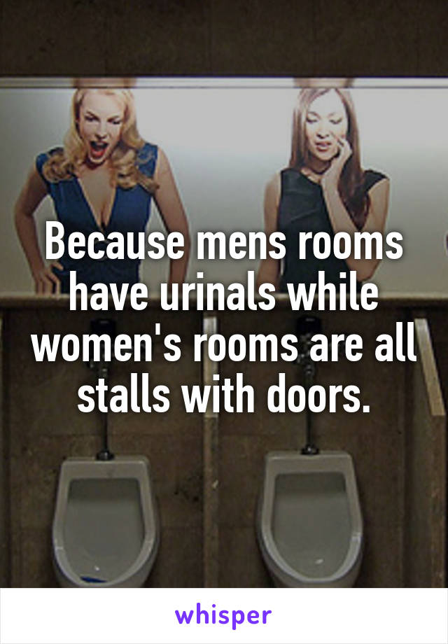 Because mens rooms have urinals while women's rooms are all stalls with doors.