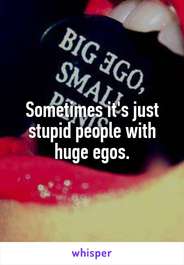 Sometimes it's just stupid people with huge egos.