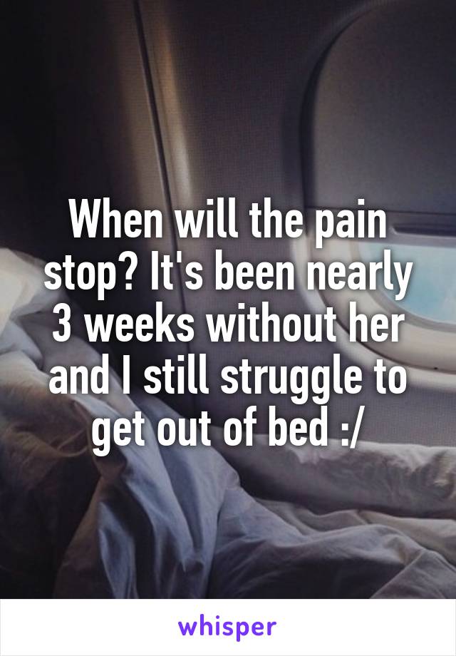 When will the pain stop? It's been nearly 3 weeks without her and I still struggle to get out of bed :/