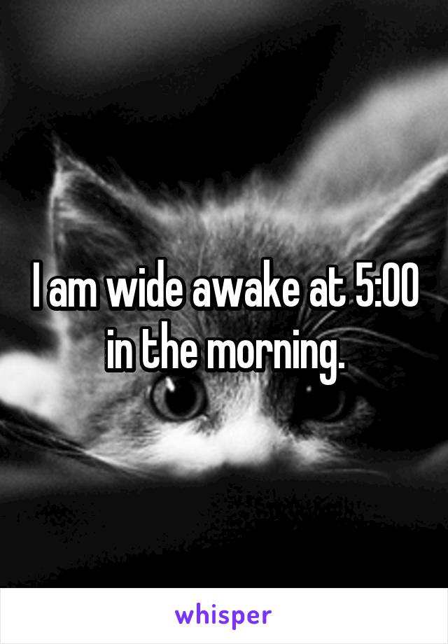 I am wide awake at 5:00 in the morning.