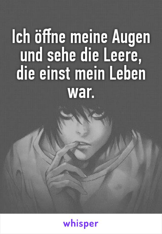 Ich öffne meine Augen und sehe die Leere,  die einst mein Leben war.