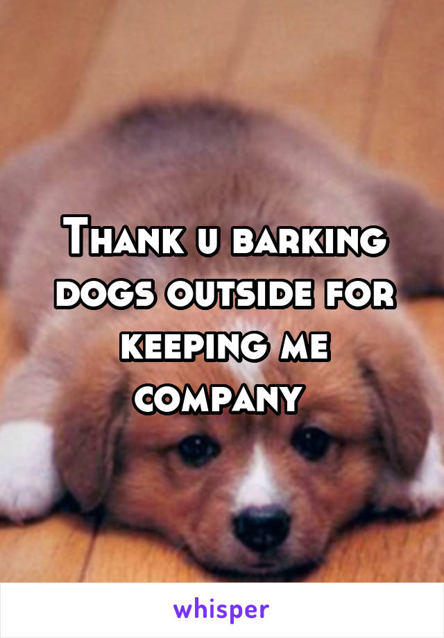 Thank u barking dogs outside for keeping me company 