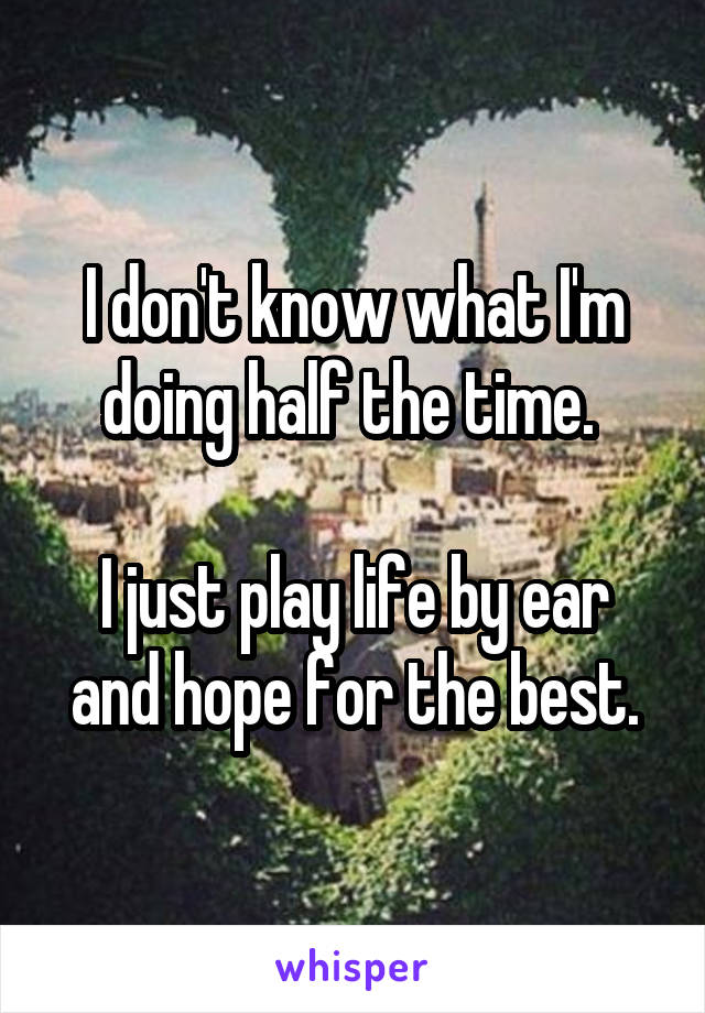 I don't know what I'm doing half the time. 

I just play life by ear and hope for the best.