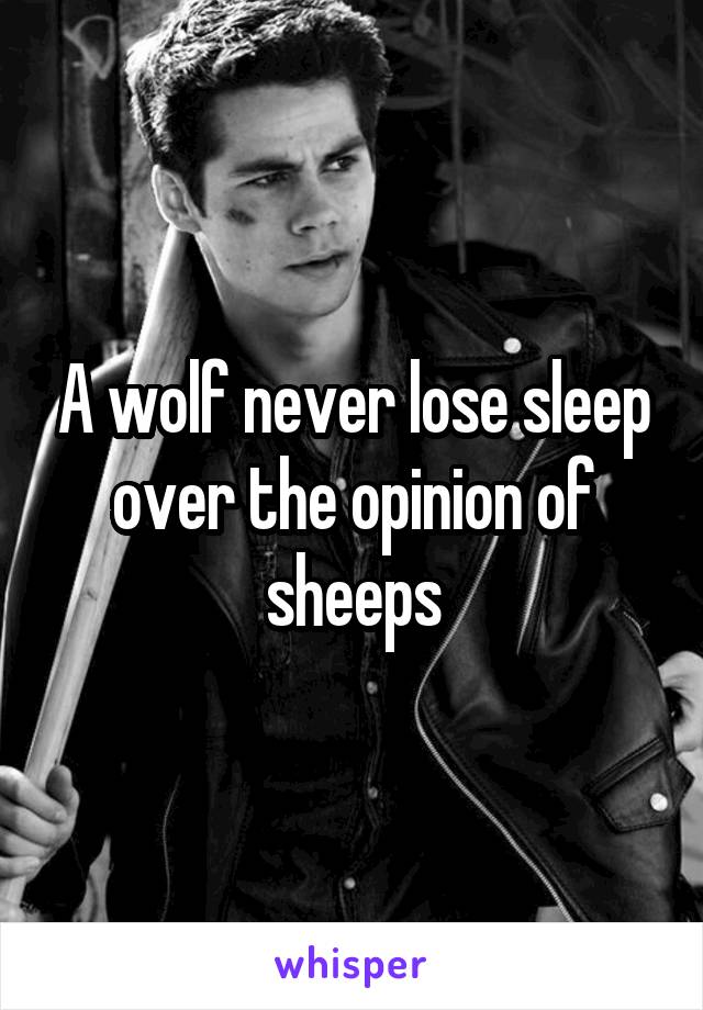 A wolf never lose sleep over the opinion of sheeps