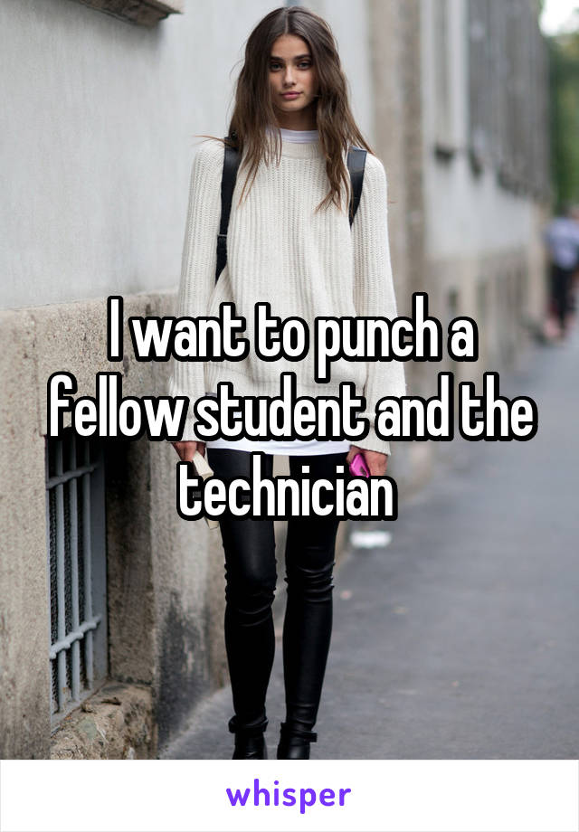 I want to punch a fellow student and the technician 