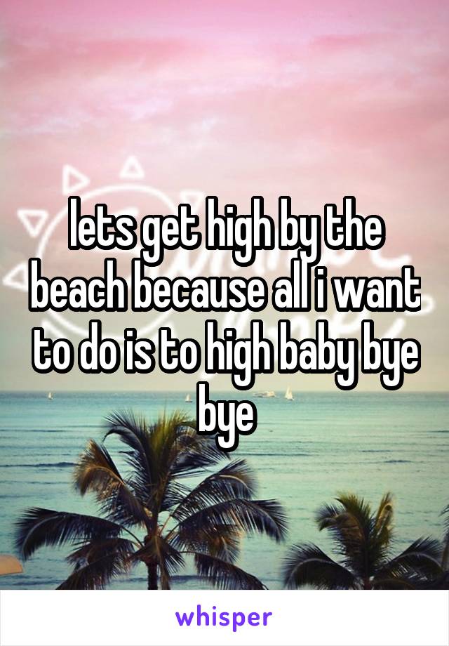 lets get high by the beach because all i want to do is to high baby bye bye