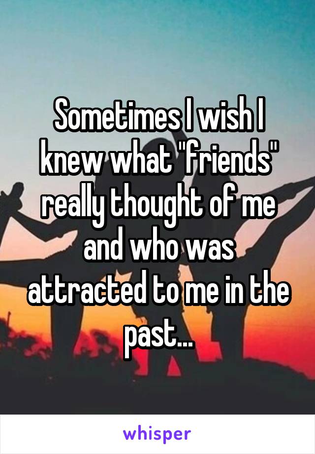 Sometimes I wish I knew what "friends" really thought of me and who was attracted to me in the past...