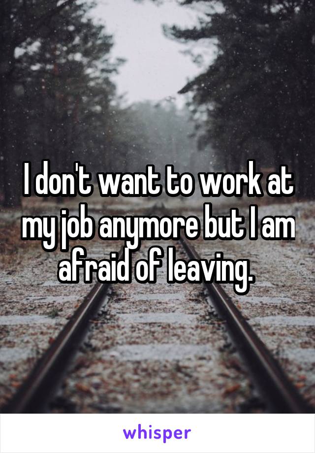 I don't want to work at my job anymore but I am afraid of leaving. 