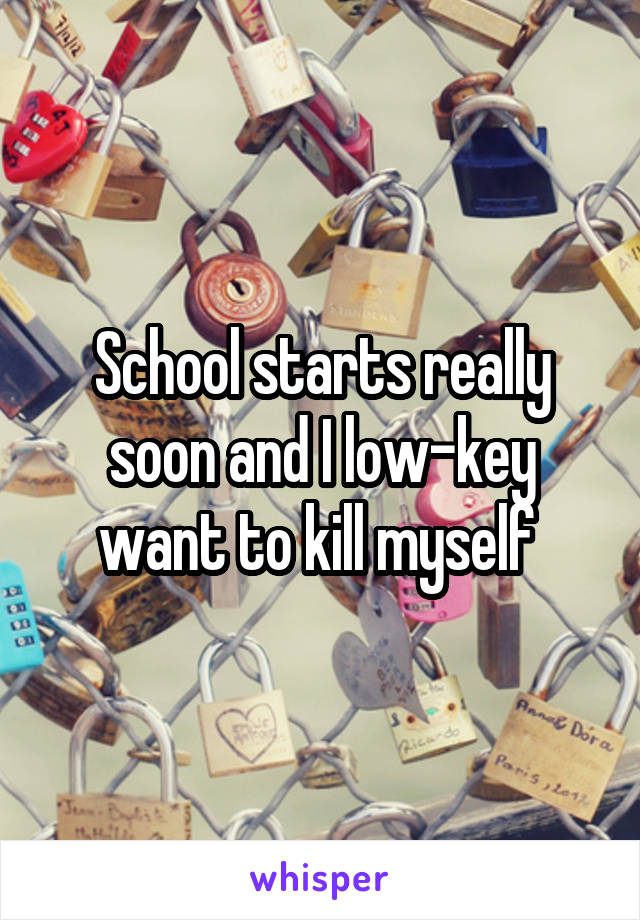 School starts really soon and I low-key want to kill myself 