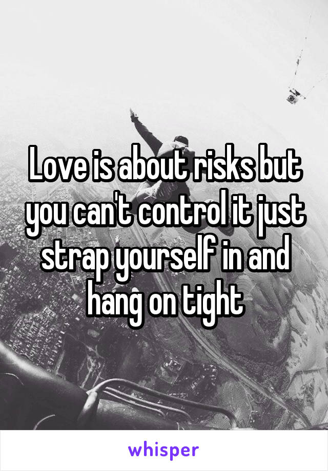 Love is about risks but you can't control it just strap yourself in and hang on tight