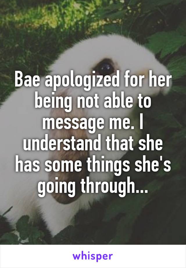 Bae apologized for her being not able to message me. I understand that she has some things she's going through...