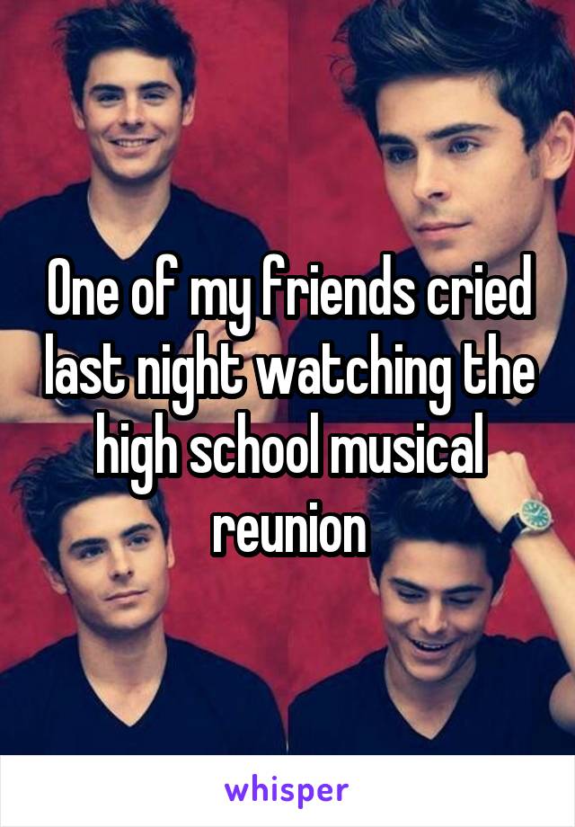 One of my friends cried last night watching the high school musical reunion