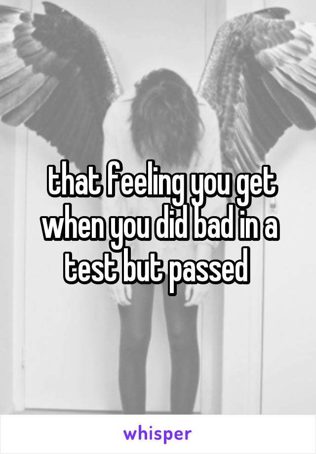  that feeling you get when you did bad in a test but passed 