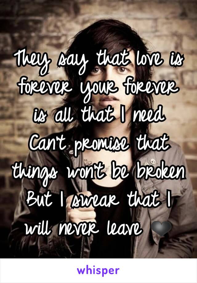 They say that love is forever your forever is all that I need
Can't promise that things won't be broken
But I swear that I will never leave ❤