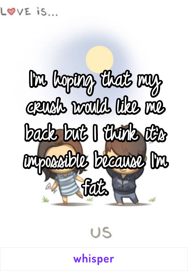 I'm hoping that my crush would like me back but I think it's impossible because I'm fat.