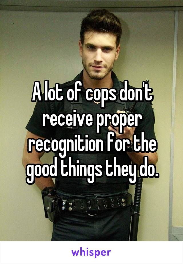 A lot of cops don't receive proper recognition for the good things they do.