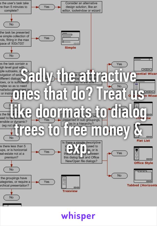 Sadly the attractive ones that do? Treat us like doormats to dialog trees to free money & exp.