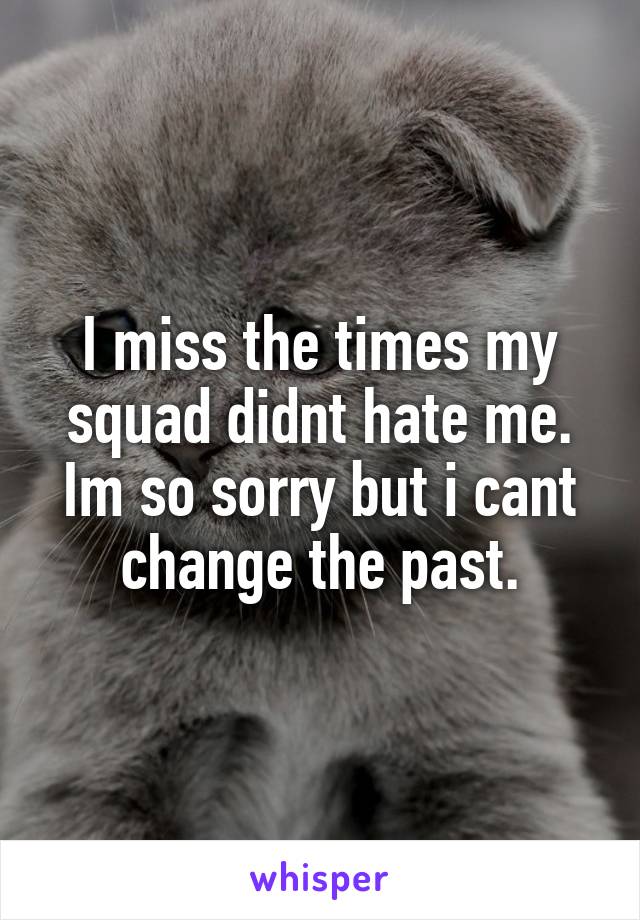 I miss the times my squad didnt hate me.
Im so sorry but i cant change the past.