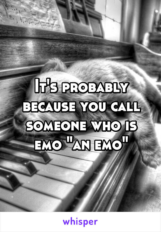 It's probably because you call someone who is emo "an emo"