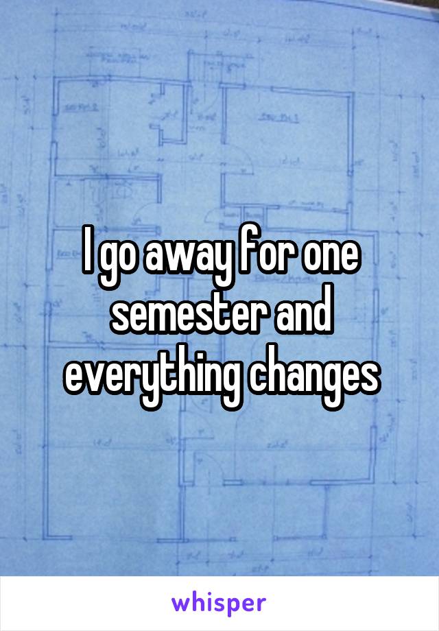 I go away for one semester and everything changes