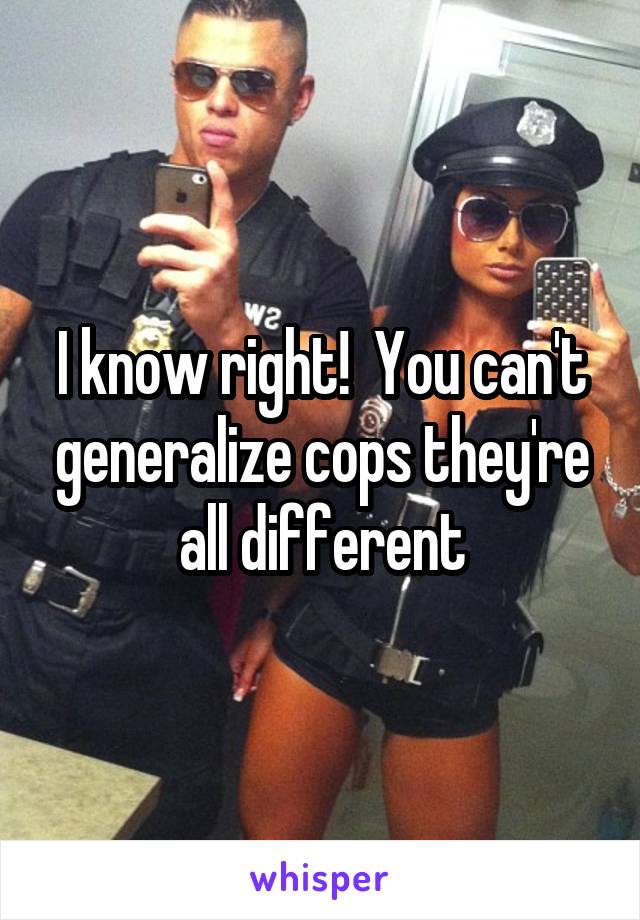 I know right!  You can't generalize cops they're all different