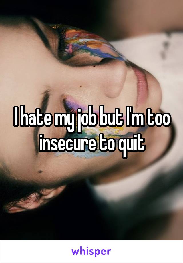 I hate my job but I'm too insecure to quit