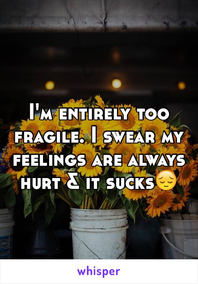 I'm entirely too fragile. I swear my feelings are always hurt & it sucks😔