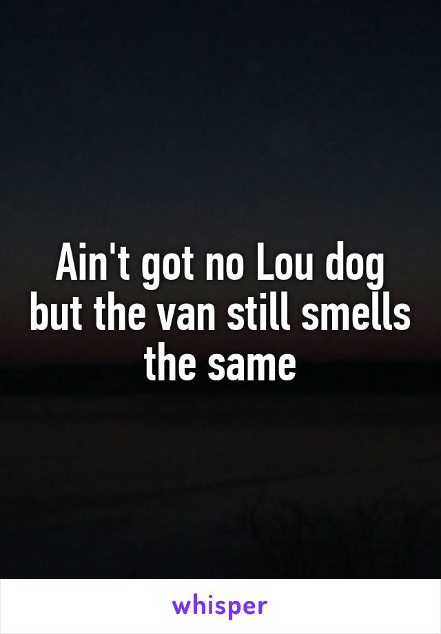 Ain't got no Lou dog but the van still smells the same