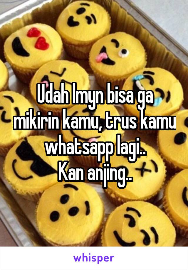 Udah lmyn bisa ga mikirin kamu, trus kamu whatsapp lagi..
Kan anjing..