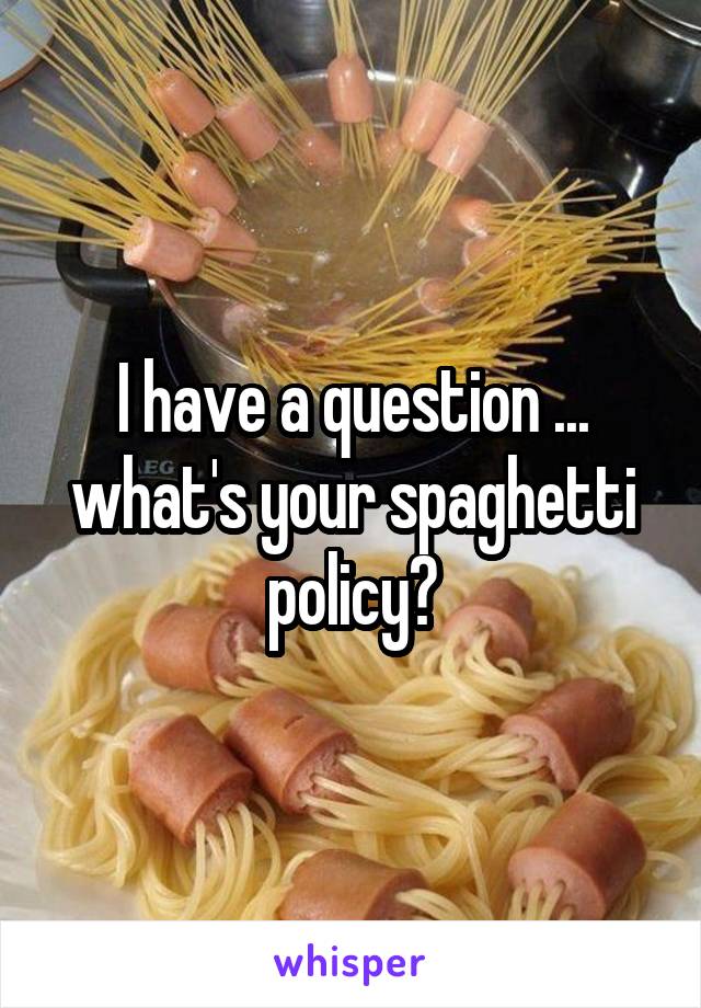 I have a question ... what's your spaghetti policy?