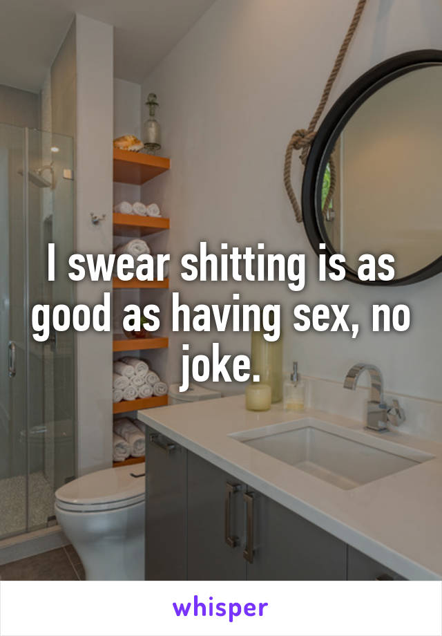 I swear shitting is as good as having sex, no joke.