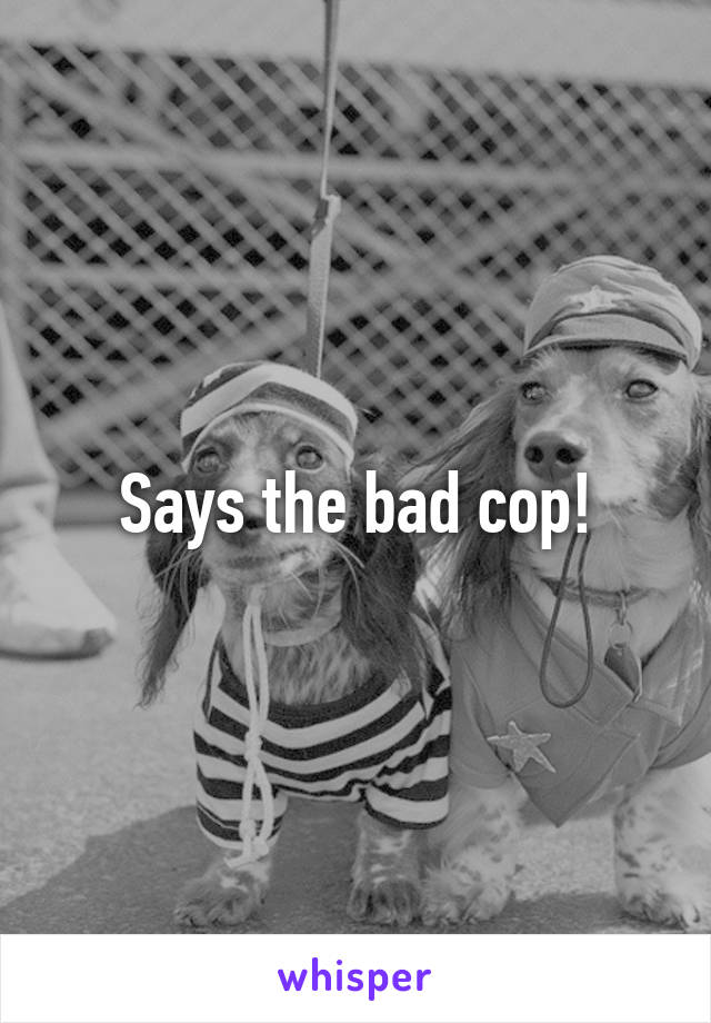 Says the bad cop!