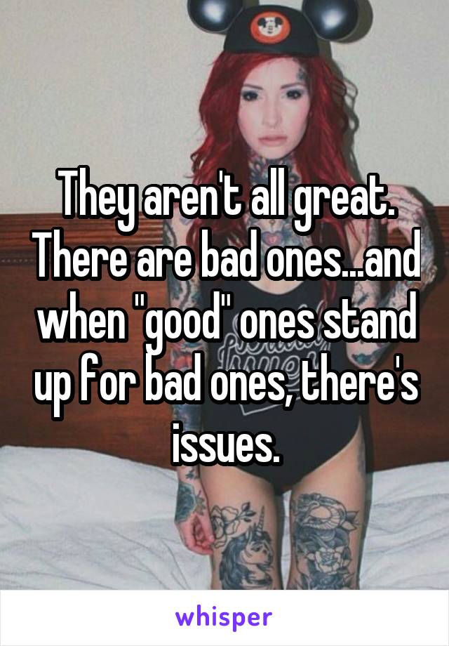 They aren't all great. There are bad ones...and when "good" ones stand up for bad ones, there's issues.