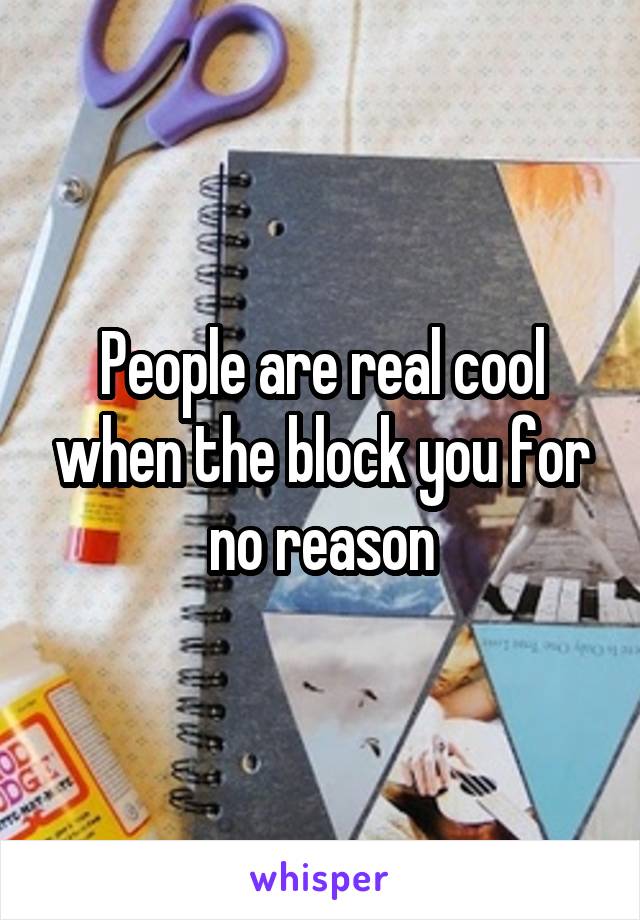 People are real cool when the block you for no reason